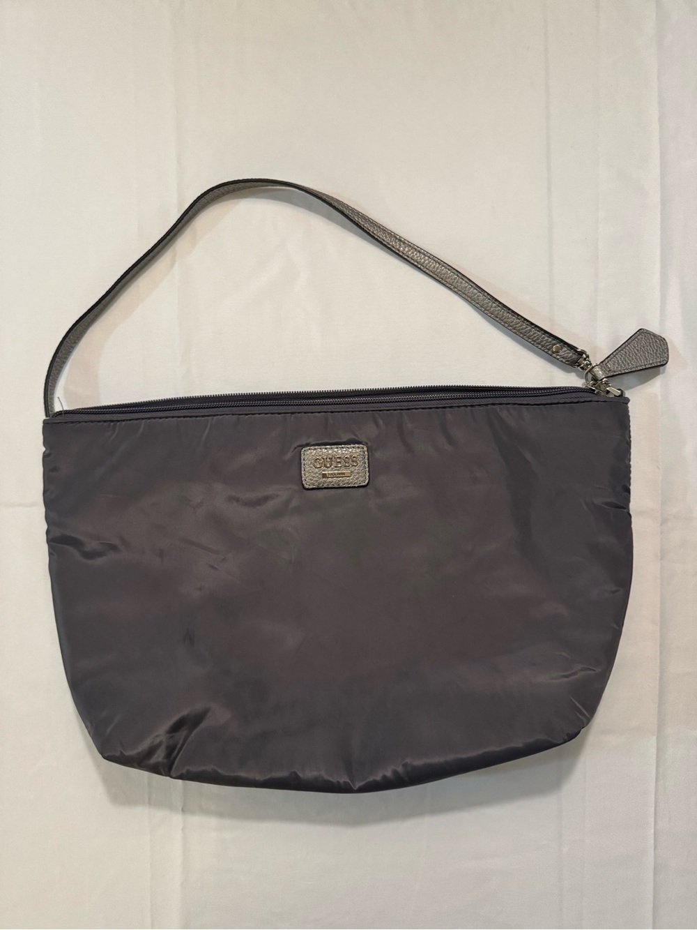 GUESS Charcoal Gray Shoulder Bag with Metallic Strap